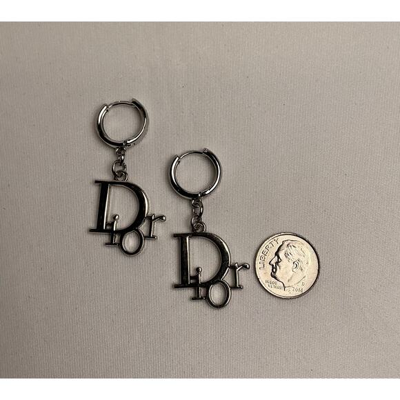 Christian Dior Silver DIOR Huggie Hoop Earrings - Picture 6 of 6